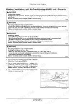 Case CX57C mini excavator HVAC unit removal with refrigerant warnings - Page 878