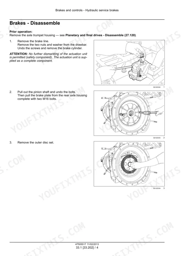 Case_IH_CVX140_CVX150_CVX160_CVX175_CVX195_Service_Manual_Tractor_47505517.pdf-brakes-and-controls-771.webp Case IH CVX140, CVX150, CVX160, CVX175, CVX195 tractor Service brake disassembly steps with exploded illustrations