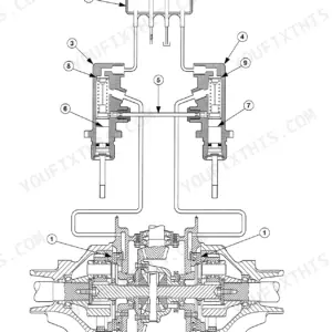 Case IH CX50-CX100 Series tractor brake system cross-section drawing with numbered components
