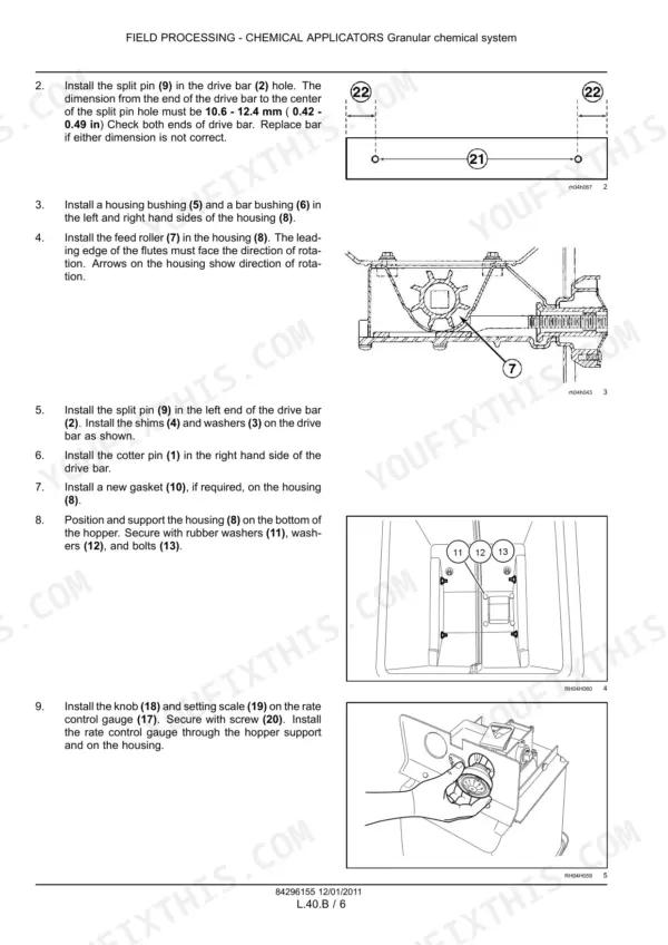Case_IH_Early_Riser_1210_1220_1230_Planter_Service_Manual_84296155.pdf-chemical-applicators-granular-chemical-system-40-b-1443-3.webp Case IH Early Riser 1210, 1220, 1230 granular chemical system feed roller and drive bar assembly - Page 1443