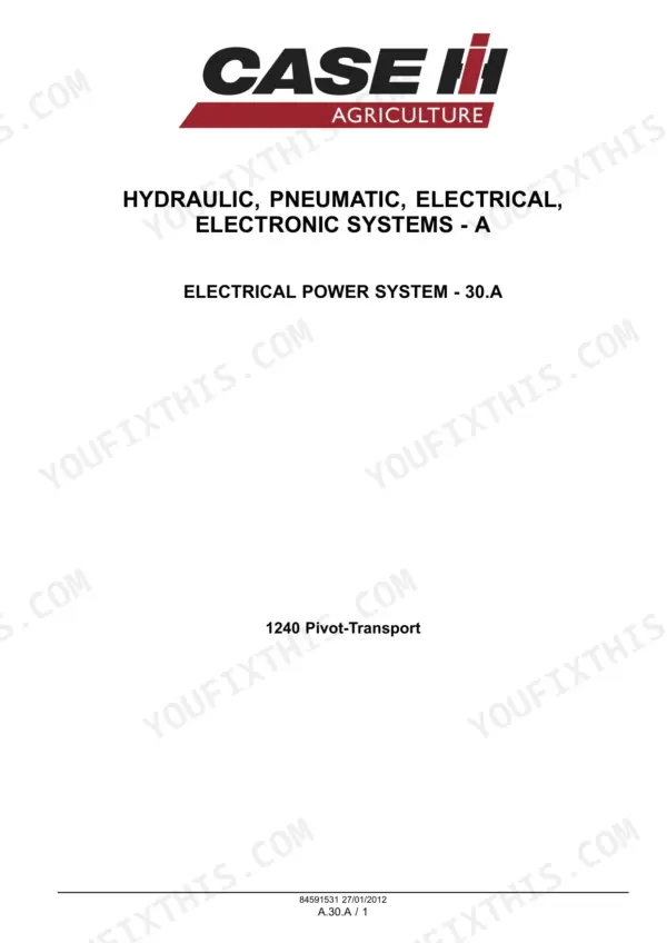 Case IH 1240 planter electrical power system section title page - Page 339
