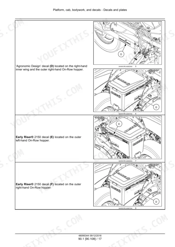 Case IH 2150 12/16 Row Service Manual Decals and plates - Page 2006