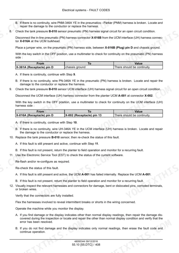 Case IH 2150 12/16 Row Service Manual Electrical systems - Fault Codes - Page 1561