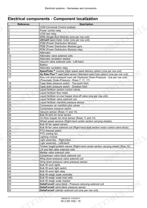 Case IH 2150 24 Row Service Manual Electrical components - Component localization - Page 707