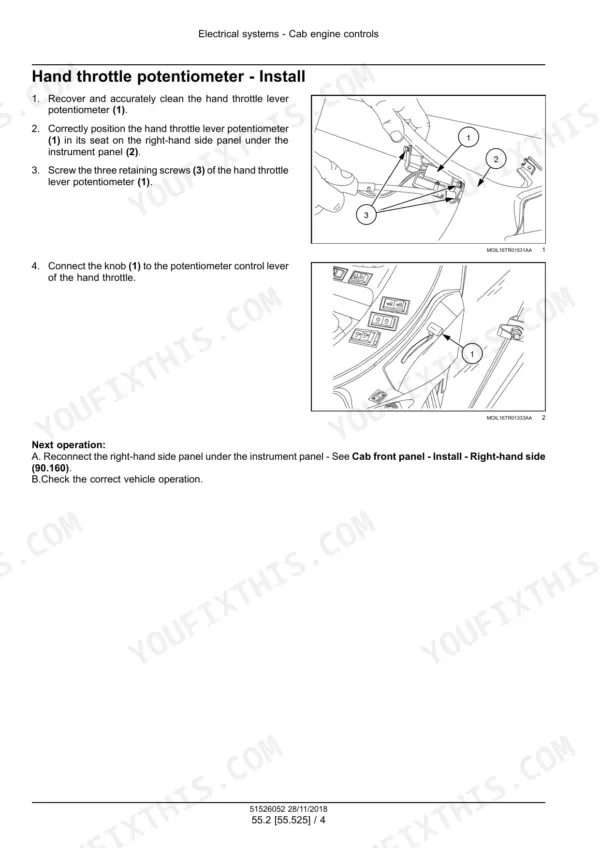 Case IH Farmall 80N to 110V hand throttle potentiometer installation