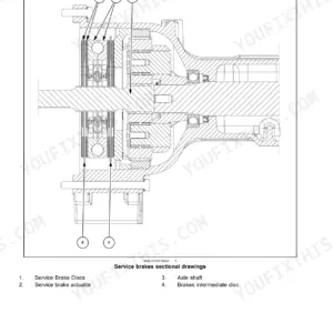 Case IH Farmall 90C to 120C hydraulic service brakes sectional view