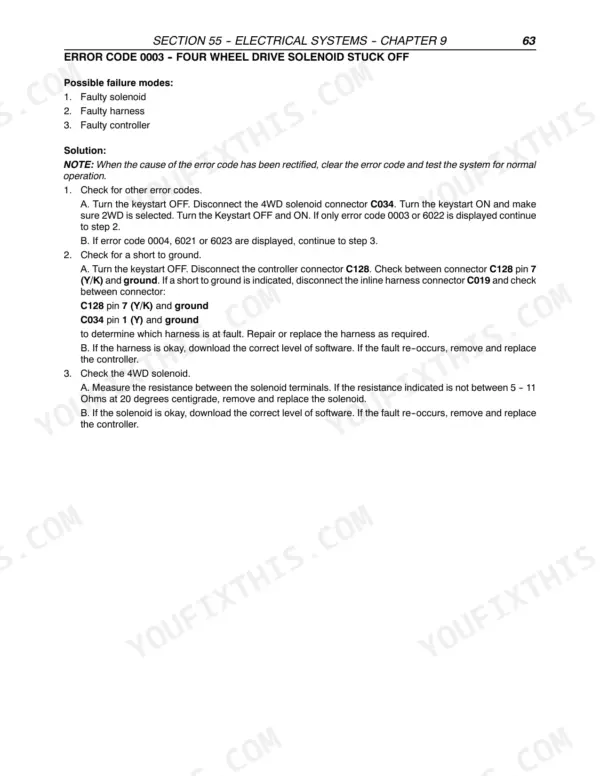 Case IH MXU and Maxxum troubleshooting steps for the four wheel drive solenoid stuck off error code
