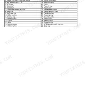 Case IH Magnum 235–340 parking brake exploded view with parts list from the brakes and controls section
