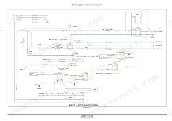 Case IH Patriot 3240 and 3340 engine electrical schematic sheet 1, power and starting
