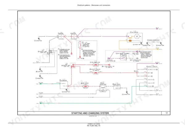 Case IH Rowtrac, Steiger and Quadtrac electrical schematic frame 11, starting and charging system
