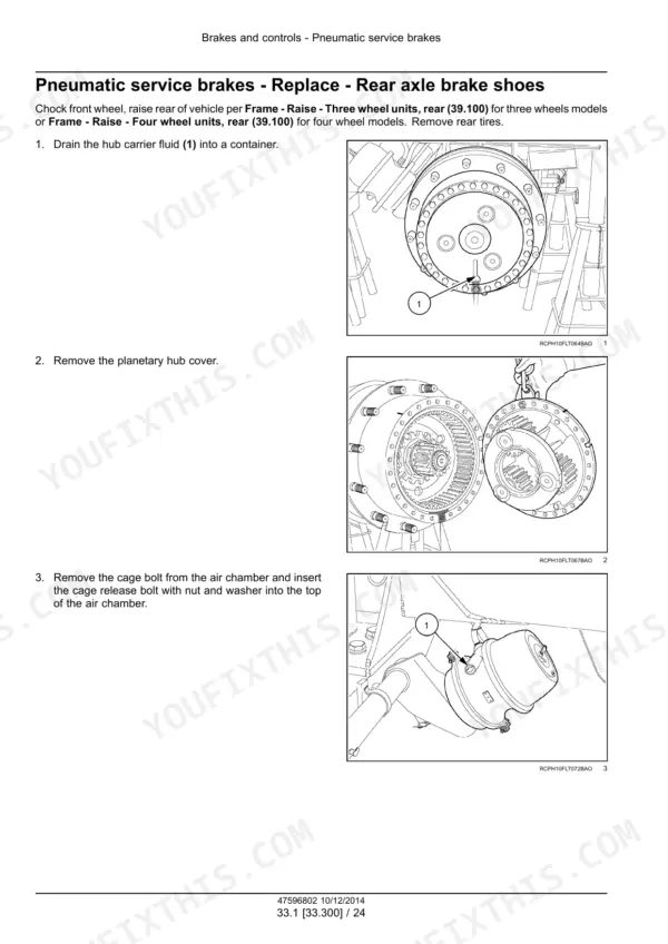 Case IH Titan Floater Service Manual Rear Axle Brake Shoe Replacement - Page 444