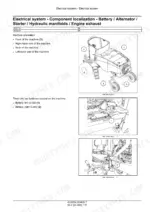 Case IH WD2104 and WD2504 component localization: battery, alternator, starter, hydraulic manifolds