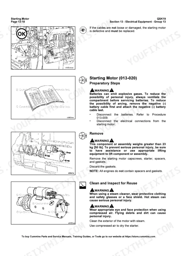 Cummins QSK19 engine starting motor
