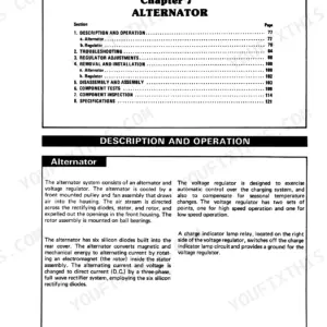Ford 1100 tractor alternator chapter contents, description, operation and troubleshooting (Part 3 Electrical System, Chapter 7)
