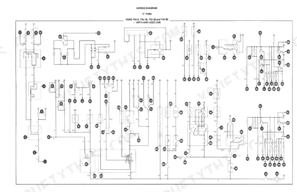 Ford TW and 8530 to 8830 wiring diagram for C prefix TW5 to TW35 with and less cab