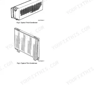 JCB 426, 435, 436, 446 wheel loader air conditioning technical data with typical thick and thin condenser
