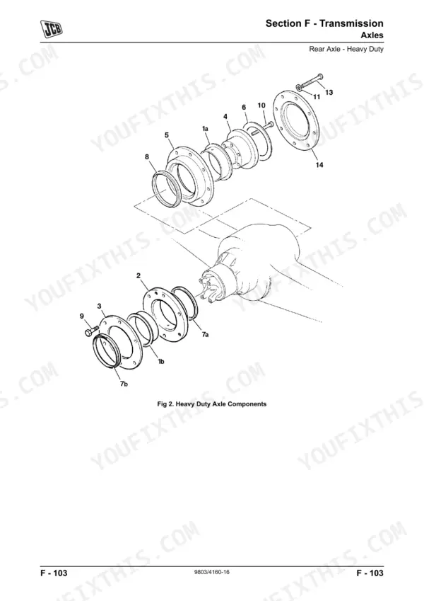 JCB 426, 435, 436, 446 wheel loader heavy duty rear axle components