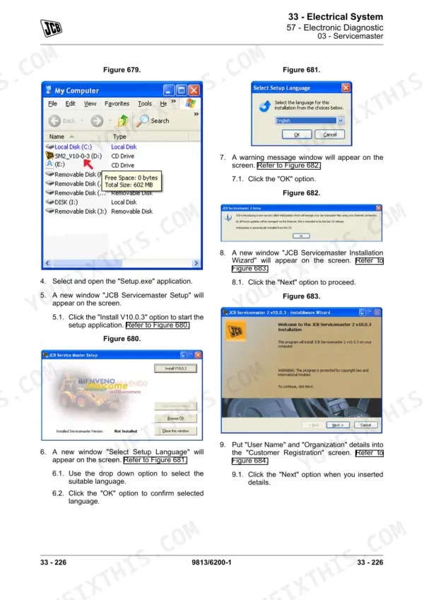 JCB 48Z-1 51R-1 Servicemaster electronic diagnostic screens step by step (section 33)