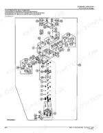 John Deere 200D LC excavator exploded view of travel pilot control valve components