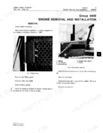 John Deere JD850 engine removal steps showing fitting guard and sheet metal component removal.