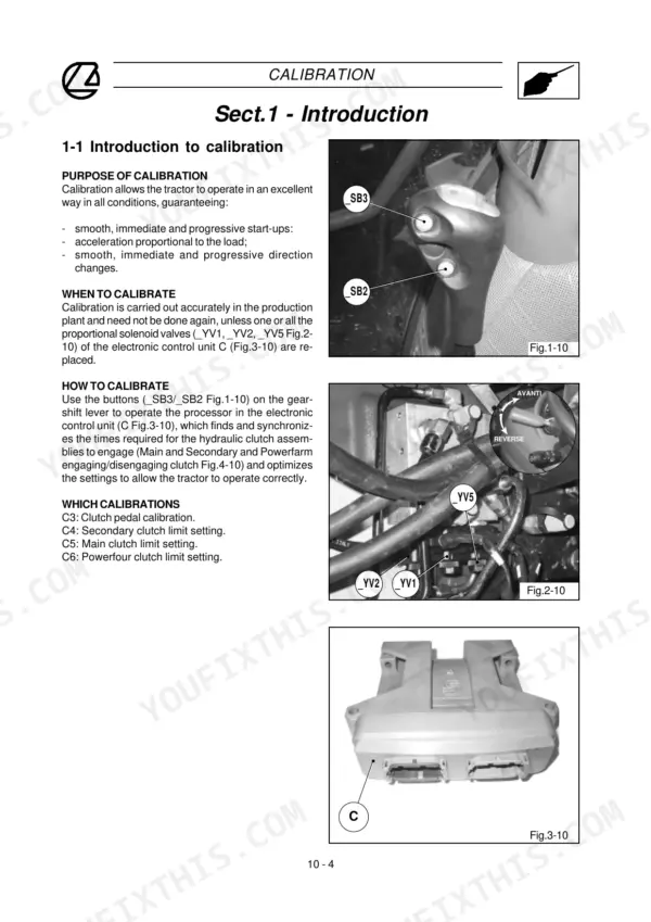 Landini Powerfarm 60–105, Powershuttle 75–105 tractor clutch calibration introduction with gearshift lever buttons and control unit