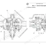 Landini Vision 80, 90, 100 tractor 4WD front axle assembly drawing with numbered components
