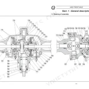 Landini Vision 80, 90, 100 tractor 4WD front axle assembly drawing with numbered components