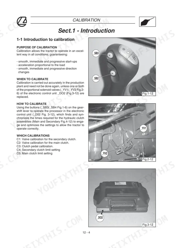 Landini Vision 80, 90, 100 tractor Powershuttle calibration introduction with gear lever and control unit photos