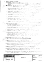 Liebherr A 900, A 902, A 912, A 922, A 942 hydraulic excavator front axle removal and installation procedure page
