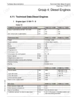 Liebherr_R900C_R904C_Litronic_Service_Manual.pdf-page-154.webp Liebherr R900C, R904C Litronic crawler excavator diesel engine technical data tables listing power output, torque, performance data, speed range and valve clearance settings