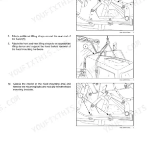 Miller Condor GC260 GC300 sprayer engine hood removal steps 7-9 with lifting straps (section 90.105)