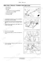 New_Holland_230_330_340_BigBaler_Square_Baler_Service_Manual_47969453.pdf-bale-chute-1298-1.webp New Holland BigBaler 230–340 square baler Removal steps for the bale chute sensor cable with photos of frames, cable, clamps and hydraulic cylinder