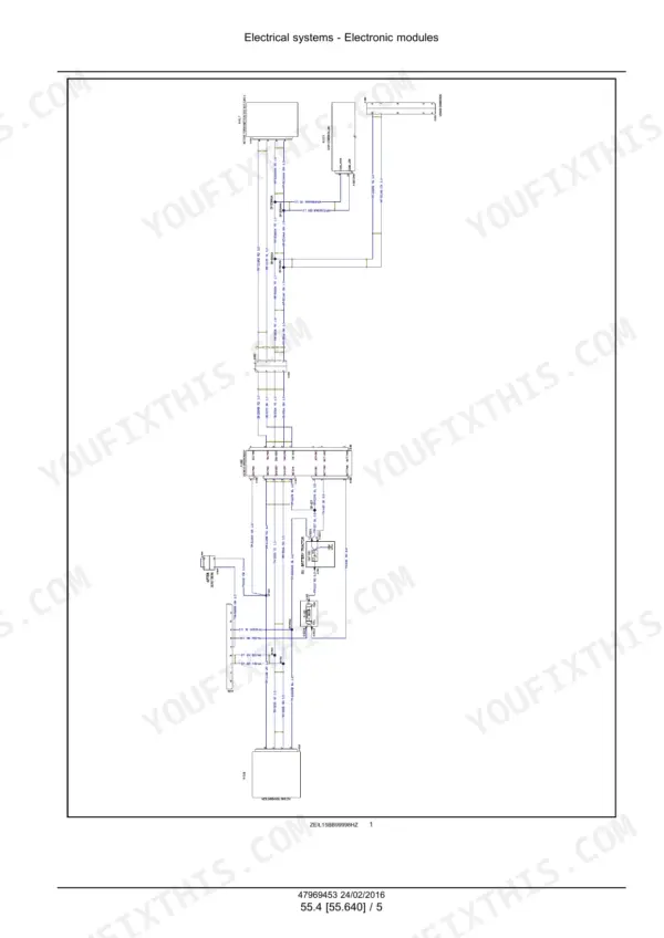 New Holland BigBaler 230–340 square baler Full-page electrical wiring diagram of the electronic modules with connector blocks and wire lines