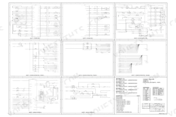 New Holland Boomer 45/50/55 compact tractor electrical schematic overview sheet with circuit sheet index