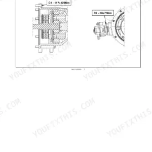 New Holland PowerStar 65, PowerStar 75 tractor service brake cross-section with tightening torque callouts