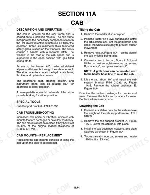 New Holland 9030 Bidirectional tractor cab tilting procedure