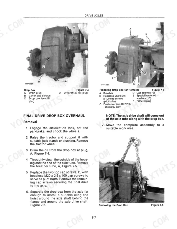 New Holland 9030 Bidirectional tractor final drive drop box removal procedure