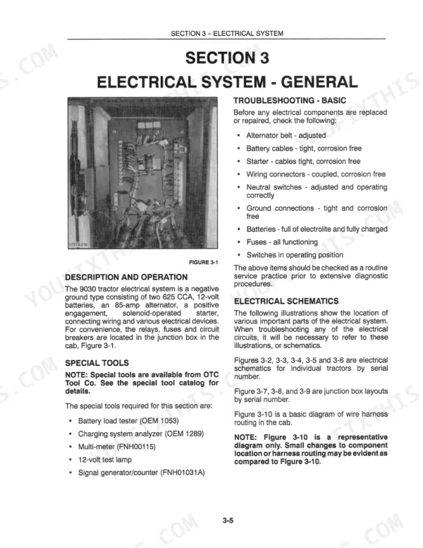 New Holland 9030 Bidirectional tractor electrical system pre-repair checks