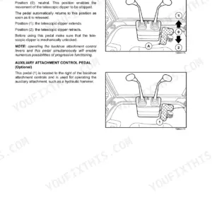 New Holland B95C, B110C loader backhoe cab control levers and telescopic dipper pedals view