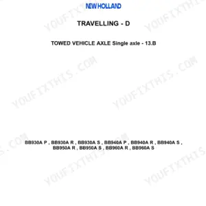 New Holland BB930A–BB960A big baler towed vehicle single axle section title page