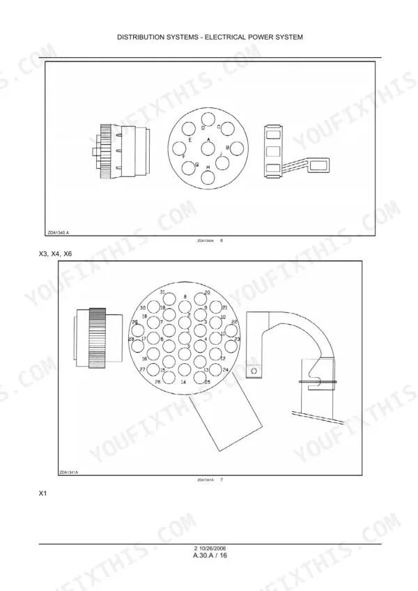 New Holland BB930A–BB960A big baler multi-pin connector pinout diagrams