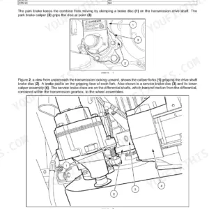 New Holland CR6.80, CR6.90, CR7.90, CR8.90, CR9.90 combine parking brake caliper and brake disc location views