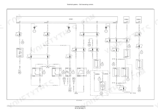 New Holland CR6080 combine wiring schematic for cab harvesting controls