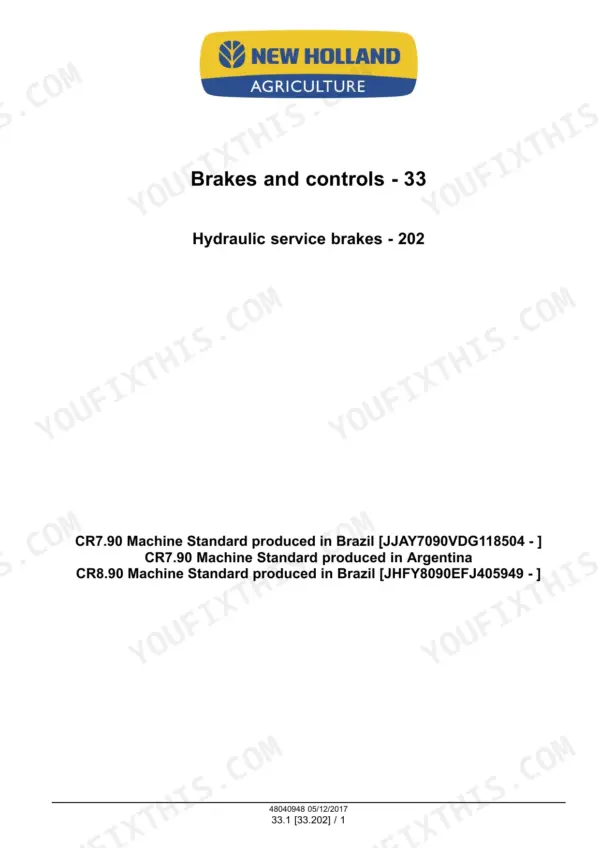 New_Holland_CR7.90_CR8.90_Service_Manual_Rotary_Combine_48040948.pdf-page-610-1.webp New Holland CR7.90, CR8.90 combine hydraulic service brakes section title page