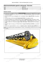 New_Holland_CX7.80_CX7.90_CX8.70_CX8.80_CX8.90_Service_Manual_Combine_51666373.pdf-attachments-headers-and-product-feeding-5434-1.webp New Holland CX7.80-CX8.90 combine combine header attachment photo above an overview table of compatible models and notes