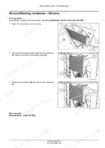New_Holland_CX7.80_CX7.90_CX8.70_CX8.80_CX8.90_Service_Manual_Combine_51666373.pdf-cab-climate-control-1006-1.webp New Holland CX7.80-CX8.90 combine three numbered photos of air conditioning condenser removal steps with callouts