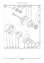 New Holland CX720–CX880 combine Numbered exploded view of front axle final drive gears, bearings, housing and hub