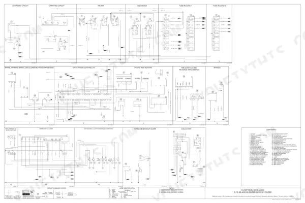 New Holland D75, D85, D95 crawler dozer Series 3 electrical schematic with charging, cranking and fuse block circuits