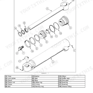 New Holland D85B and D95B crawler dozer lift cylinder exploded view