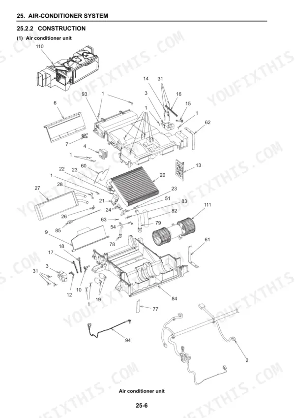 New_Holland_E140CSR_Service_Manual_Crawler_Excavator_47381457A.pdf-air-conditioner-system-318-3.webp New Holland E140CSR crawler excavator air conditioner unit exploded view with numbered parts